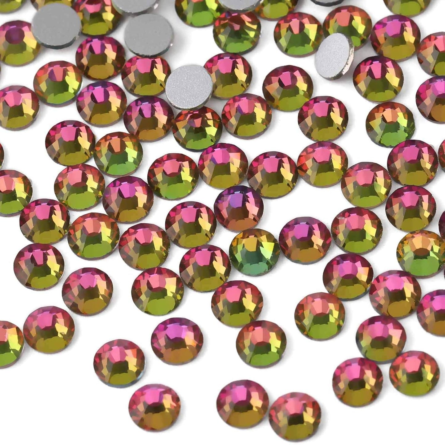 beadsland Flat Back Crystal Rhinestones Round Gems, Rainbow (2.7-2.8mm) SS10/1440pcs