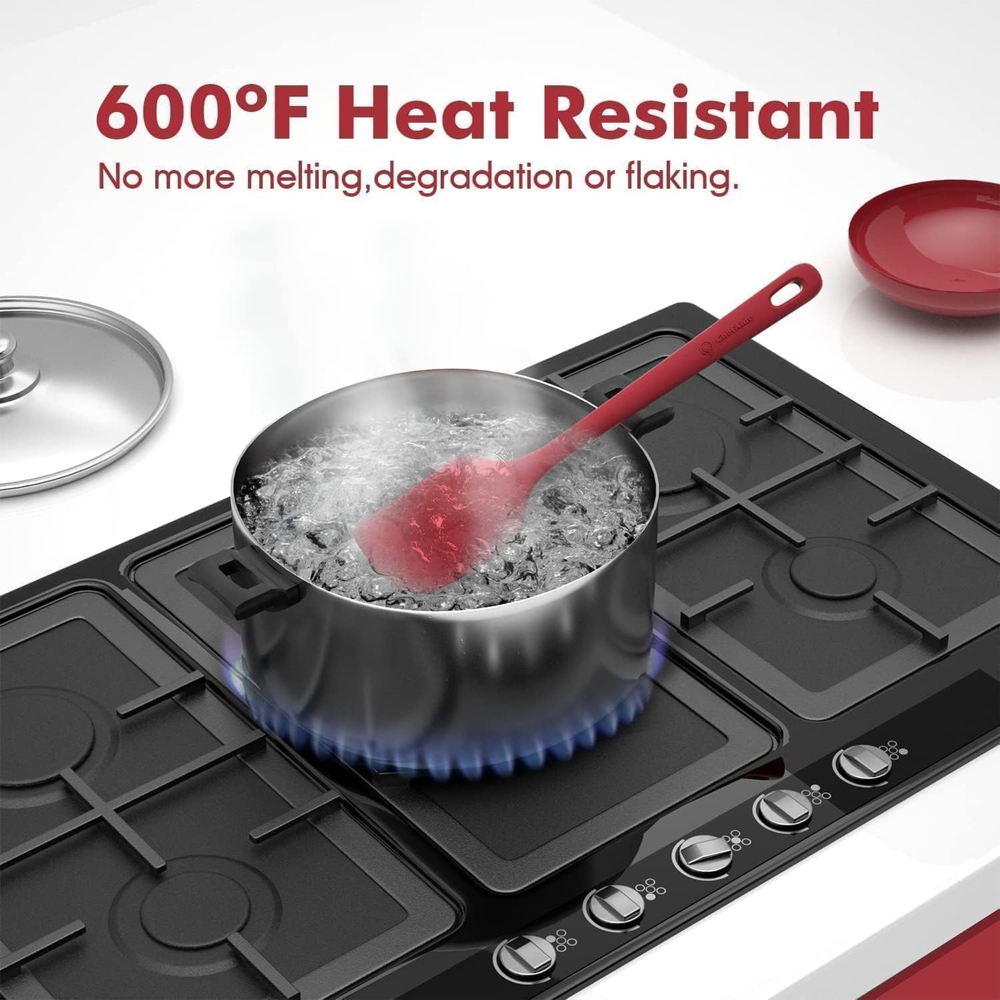 4 Pieces Silicone Spatula Set, Food Grade Rubber Spatula, Upgrade Strong Handle with Ergonomic Grip, Heat Resistant for Nonstick Cookware, Cooking