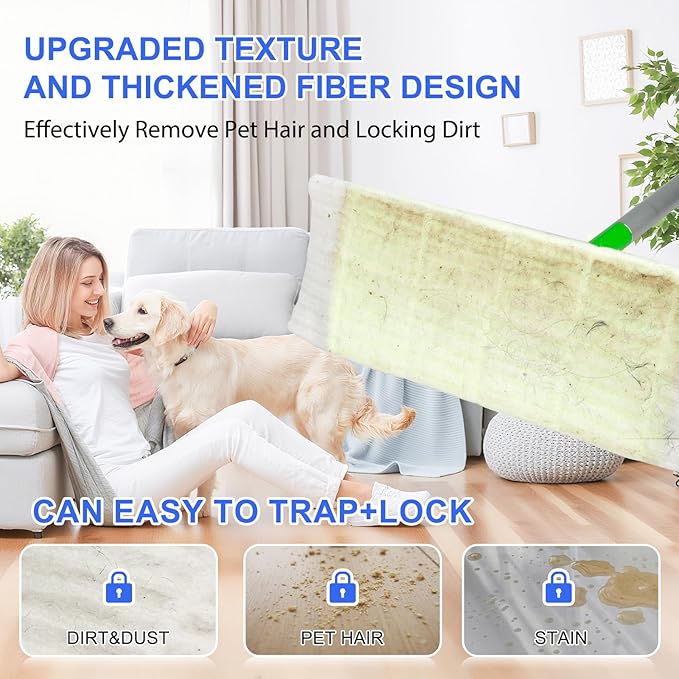 60 Count 2-in-1 Dry + Wet Mopping Cloths Kit for Swiffer Sweeper Mop, Disposable Mop Pads Refill Kit Includes 48 Dry Sweeping Cloths & 12 Wet Pads Refills for Multi-Surface Floor Cleaning