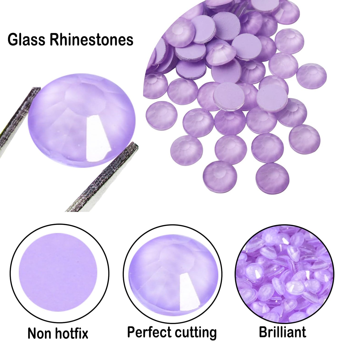 Flatback Glass Rhinestones,Bedazzler Gems 1440pcs Non Hotfix Crystal Rhinestones for Nail Charms Crafts Clothes Tumblers,Violet Neon,SS20