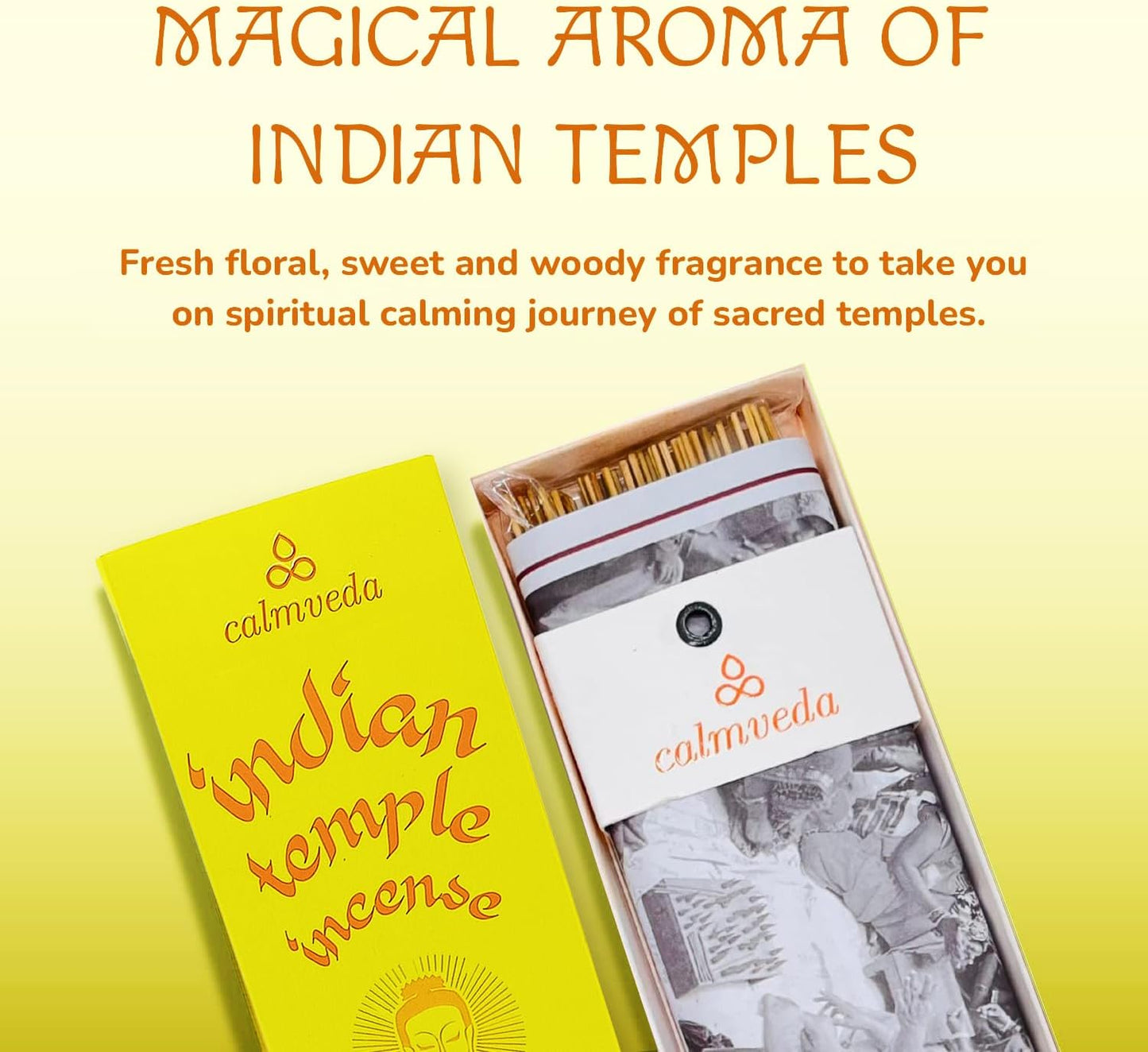 Spiritual Indian Temple Incense Sticks - 80 Charcoal Free Incense Sticks, Made from Upcycled Flowers | Inspired by Siddhivinayak Temple (Mumbai) | Spiritual Incense to add Calmness