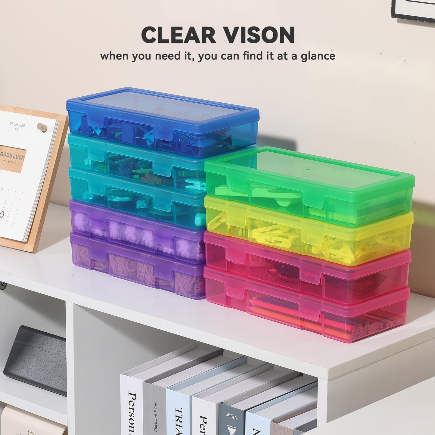 9 Pack Plastic Storage Containers Color Arts & Crafts Storage Boxes & Organizers Stackable Containers With Lids For Organizin (Set 2)