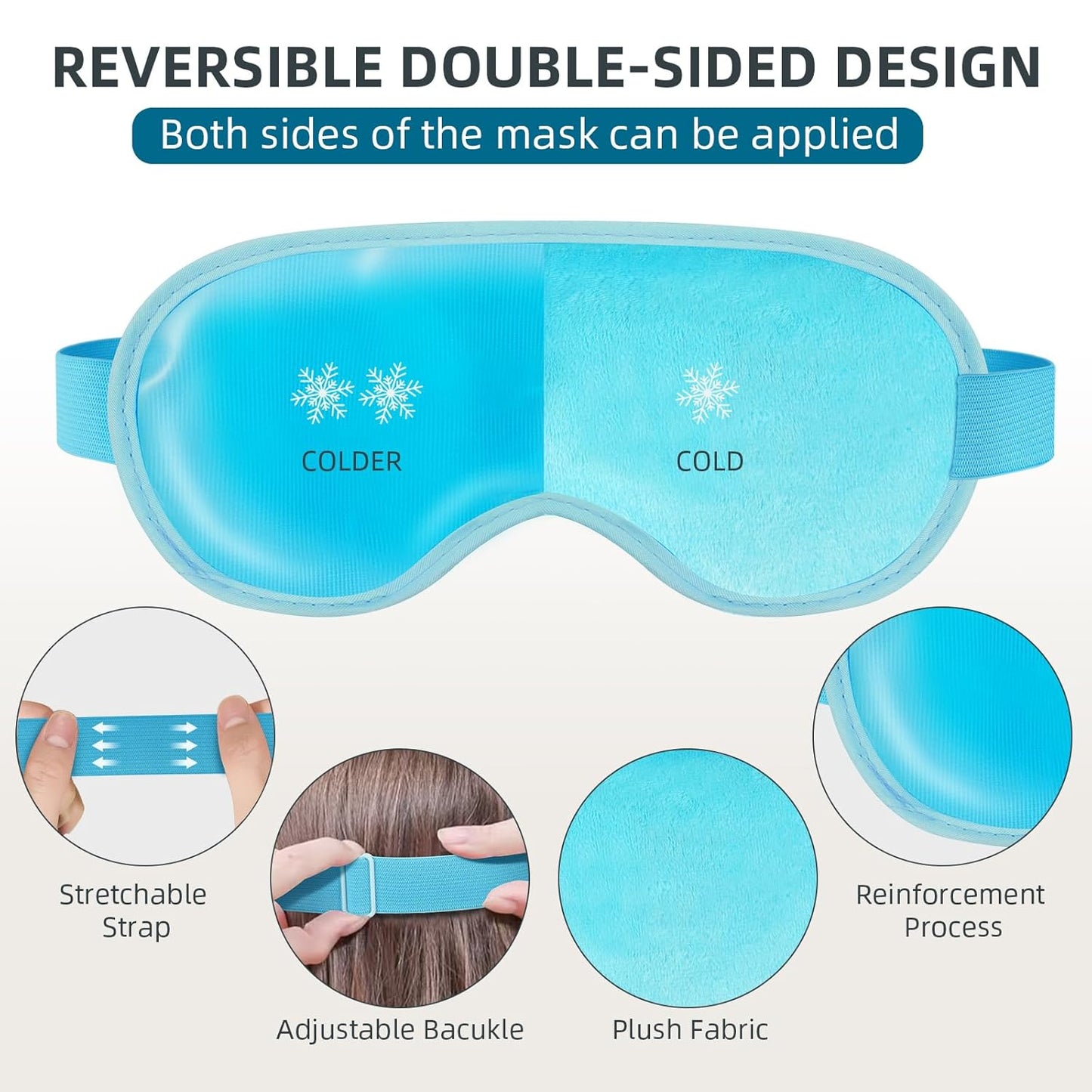 2 Pack Cooling Eye Mask for Puffy Eyes,Reusable Gel Cold Compress Pack for Puffy Eyes & Dark Circles, After Eyes Surgery, Migraine Relief, Headaches