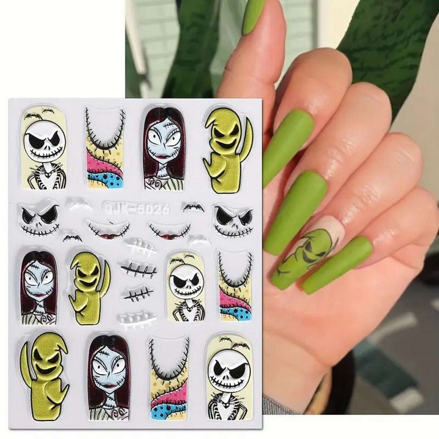 6 Pcs Halloween Nail Art Stickers Decals 5D Embossed Scary Ghost Nightmare Self-Adhesive Designs Nail Supplies Terror Scar Mask Spider Web Designs Halloween DIY Manicure Decorations for Women