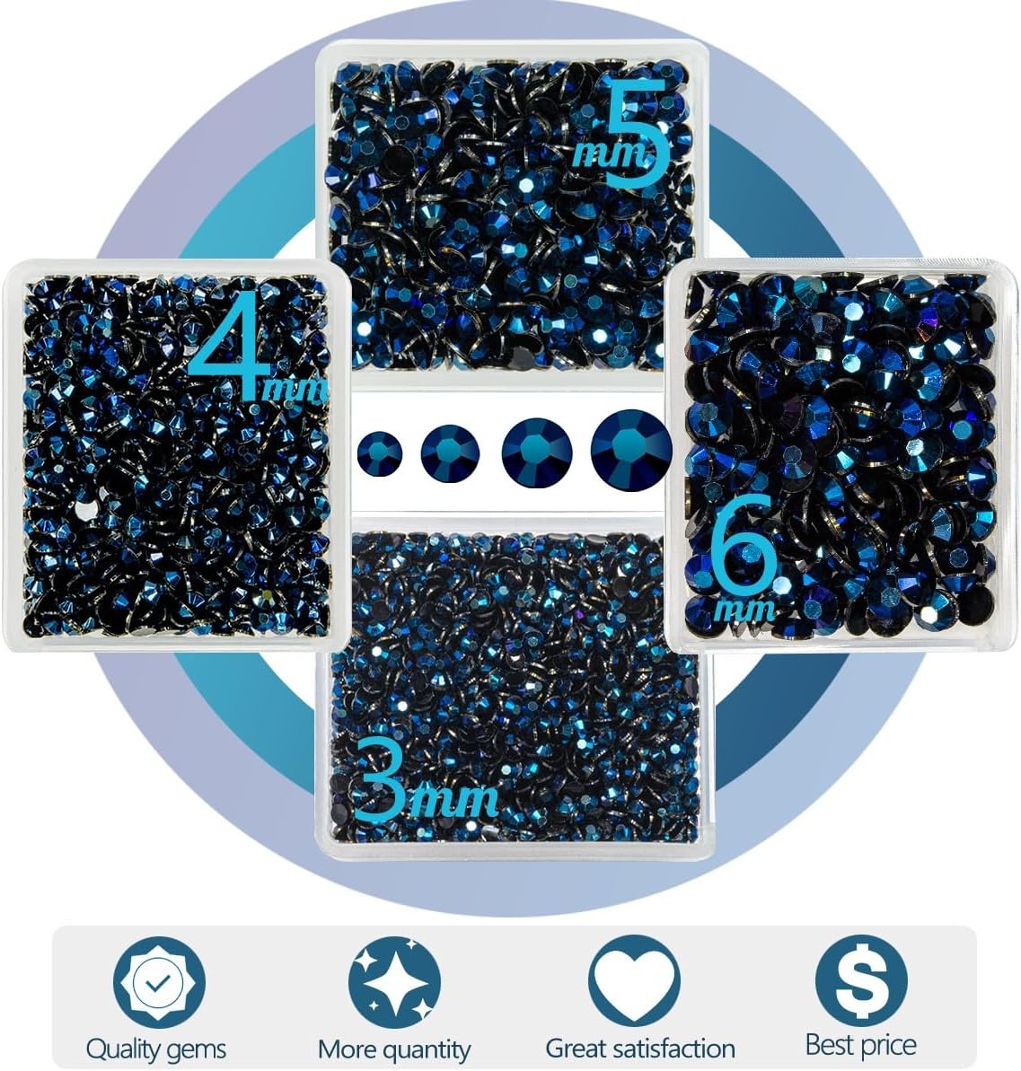 Ink Blue Resin Rhinestones 3mm 4mm 5mm 6mm Navy Blue Flatback Jelly Stones Diamonds Gems Charms for Nails Face Eyes Makeup Tumblers Bottles DIY Crafts Decor Bedazzling Crafting Clothes Shoes