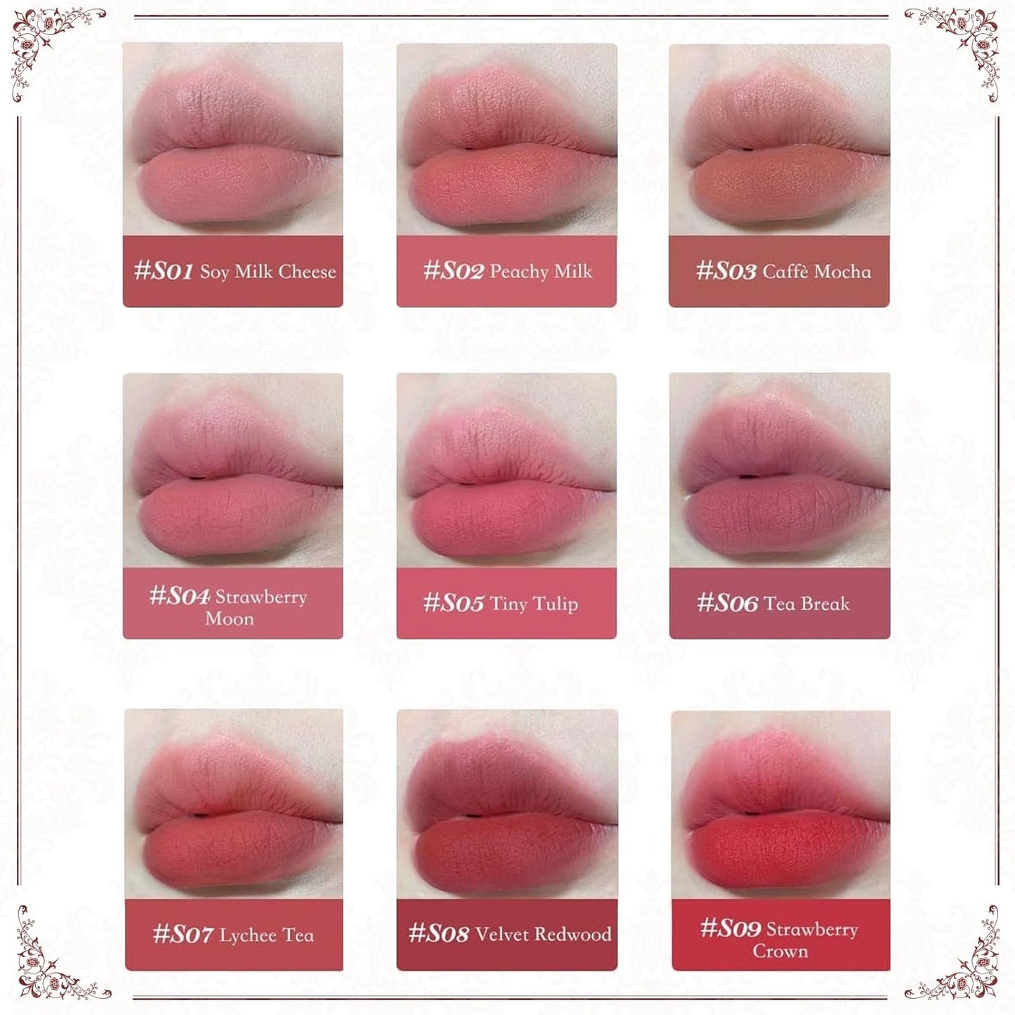 Flower Knows Strawberry Rococo Cloud Lip Cream,Velvety Matte Liquid Lipstick,Nude Lipstick,Long Lasting Lip Stain,Kiss-proof Blurred Lipstick for Girls&Women,0.12 Fl Oz(S03 Caffe Mocha)