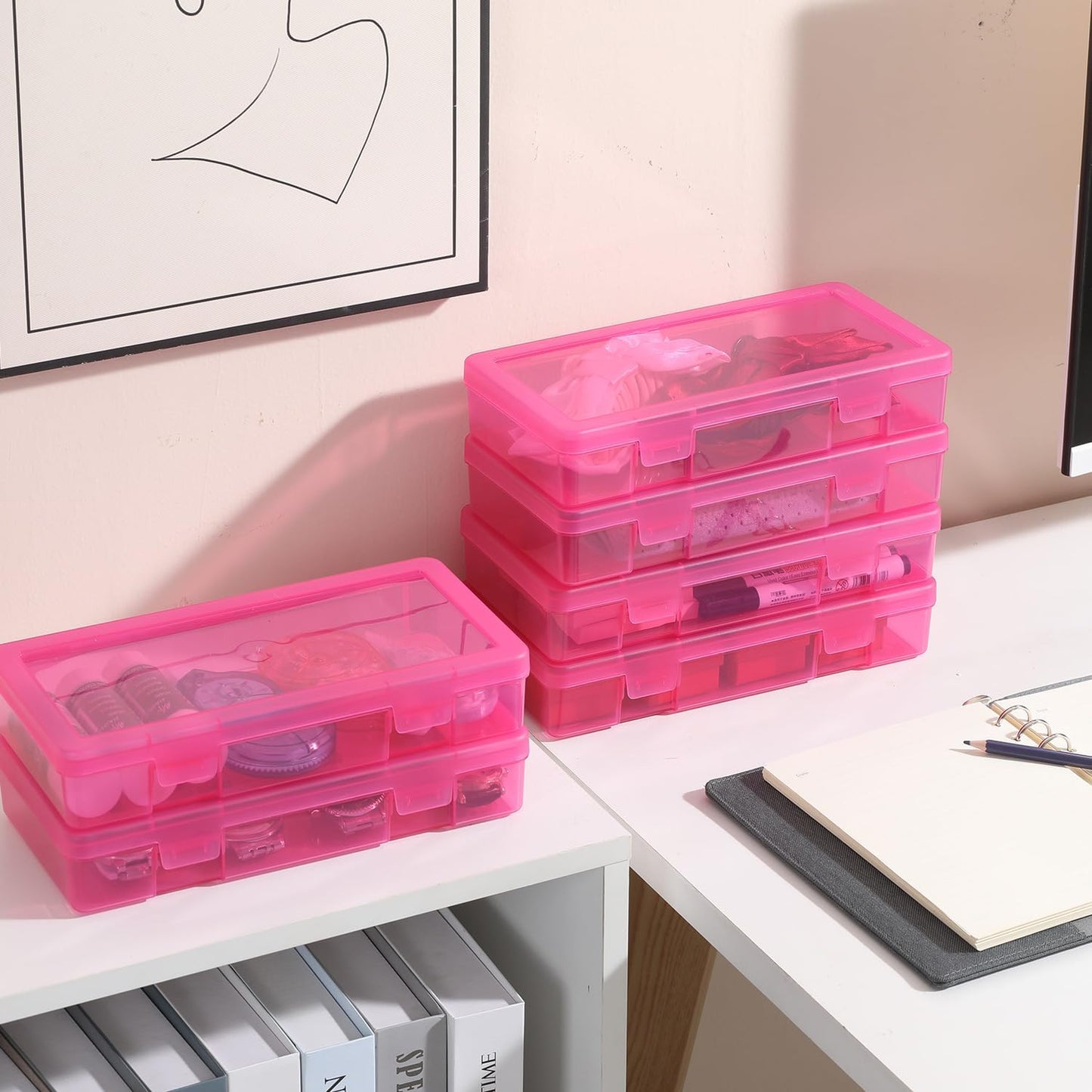 9 Pack Plastic Storage Containers Color Arts & Crafts Storage Boxes & Organizers Stackable Containers With Lids For Organizin (Set 7)