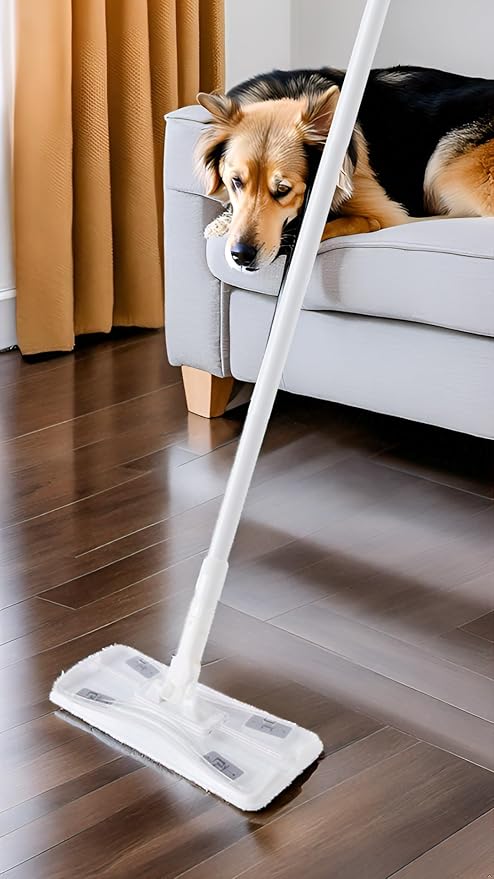 Eyliden Dust Mop, Sweeping & Mopping Kit | 58" Extended Long Handle, 36 Disposable Dry Cloths, Multi Surface Sweeper Mops for Floor Cleaning (White)