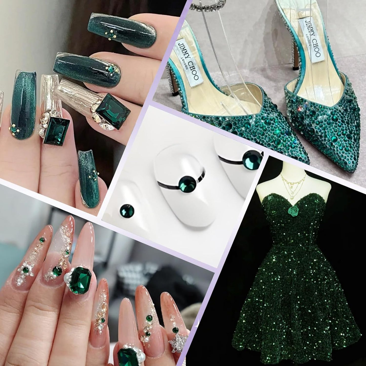 3000PCS SS8 Flatback Rhinestones | 12-Facet Diamond-Cut Glass Gems for Nail Art, Clothing, DIY Crafts |Glue-On Decoration Stones with Silver Backing(Emerald)