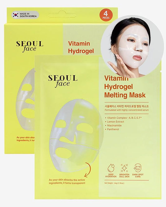 DERMAL Vitamin Hydrogel Melting Jelly Gel Mask 4ea - Korean Overnight Face Mask with Vitamin Complex - Anti Aging & Evens Skin for Radiant Skin - Korean Skincare