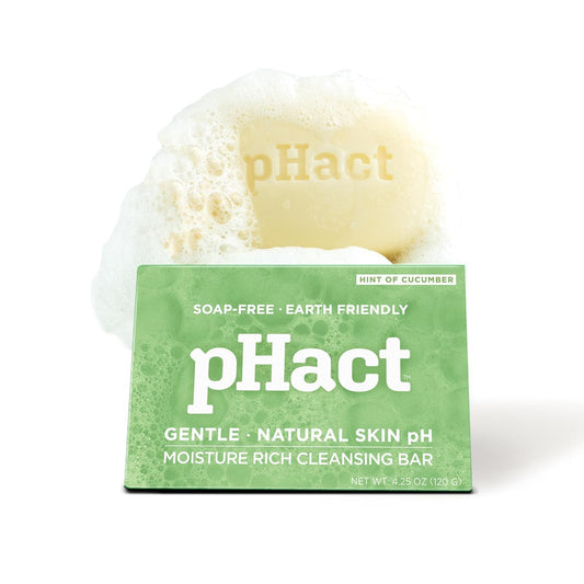 ANDREW LESSMAN pHact Moisture-Rich, Soap-Free Cleansing Bar Cucumber. Natural Skin pH. All Skin Types - Even Sensitive Skin. Hypoallergenic. Dermatologist Tested. 12 - Pack 4.25 oz each