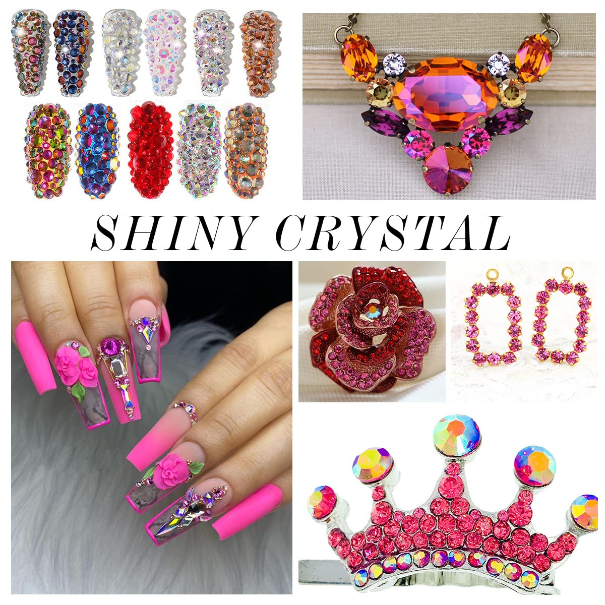 1440Pcs Rose Crystal Rhinestones,Glass Flatback Rhinestones Gemstones Mini for Nail Face Makeup Art Crafts Clothes Decoration -(SS6,2.0mm,Rose)