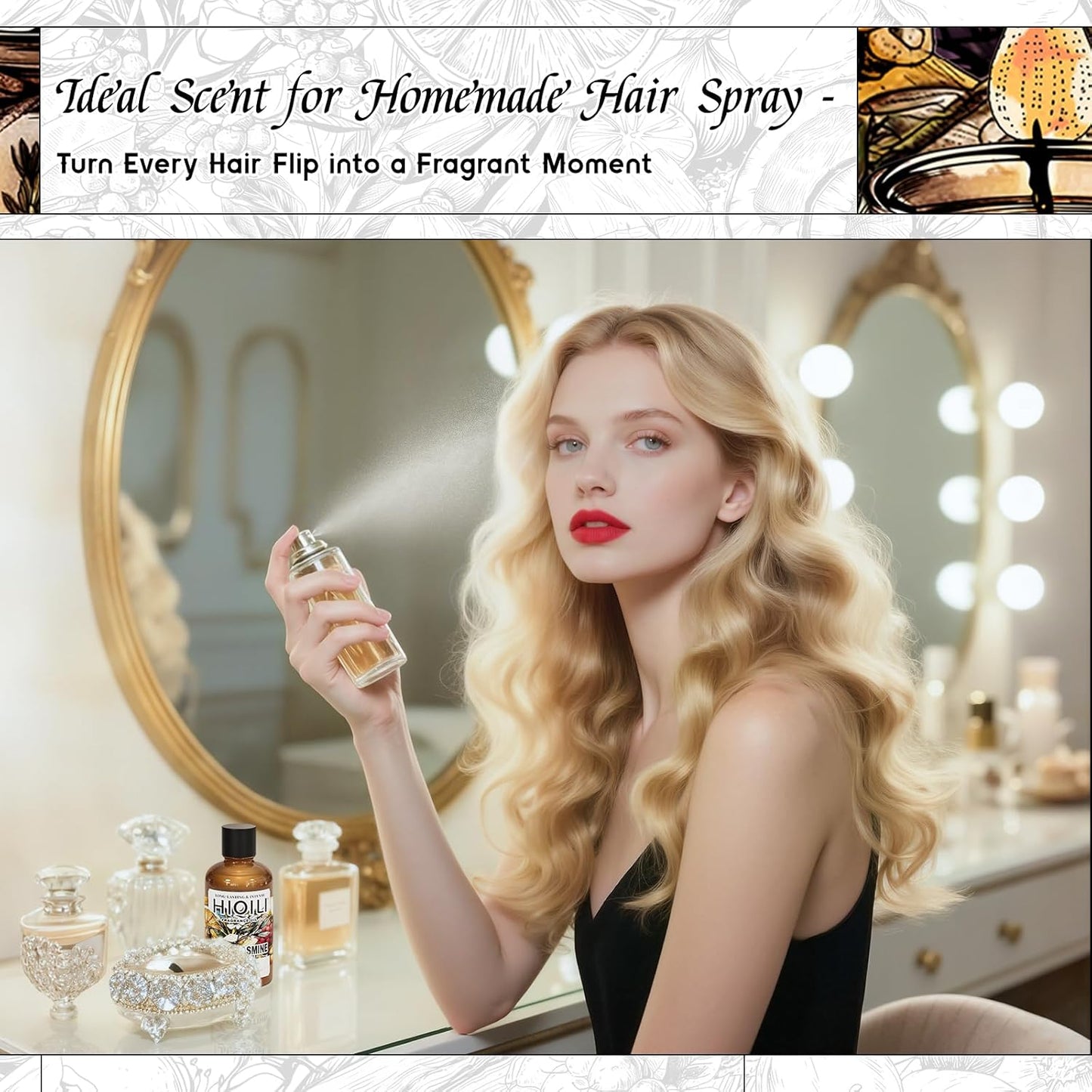 HIQILI White Jasmine & Mint Fragrance Oil for Diffuser, Candle, Soap & Perfume Making, Floral Herbal Scent with Fresh Tea Notes, Long-Lasting Scent - 1 Fl Oz