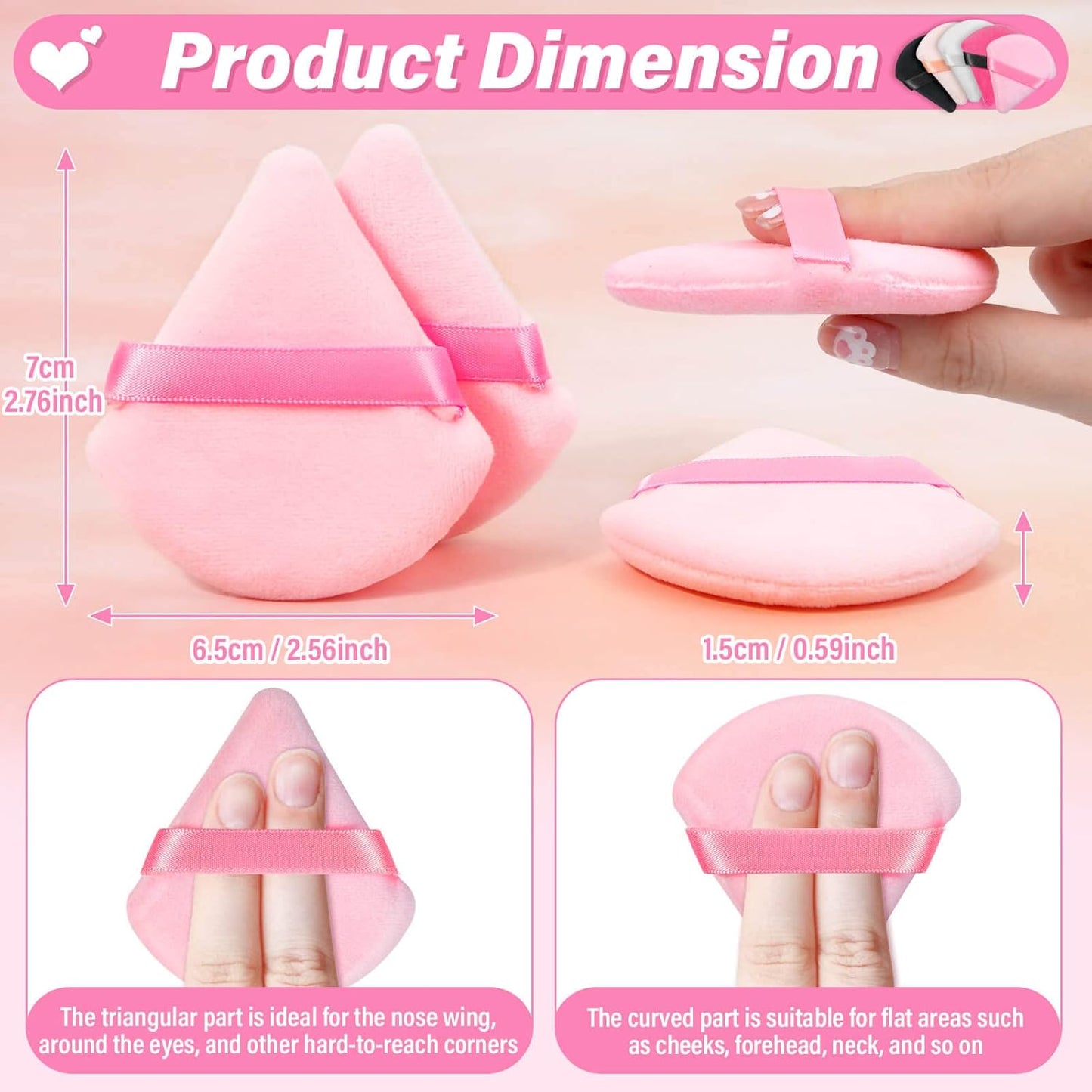 Caffox 60pcs powder puffs for face powder, Triangle Powder Puff for Setting Powder, Makeup Puffs for Loose Powder and Press Powder, Makeup Sponge Powder Applicator for Face and Eye