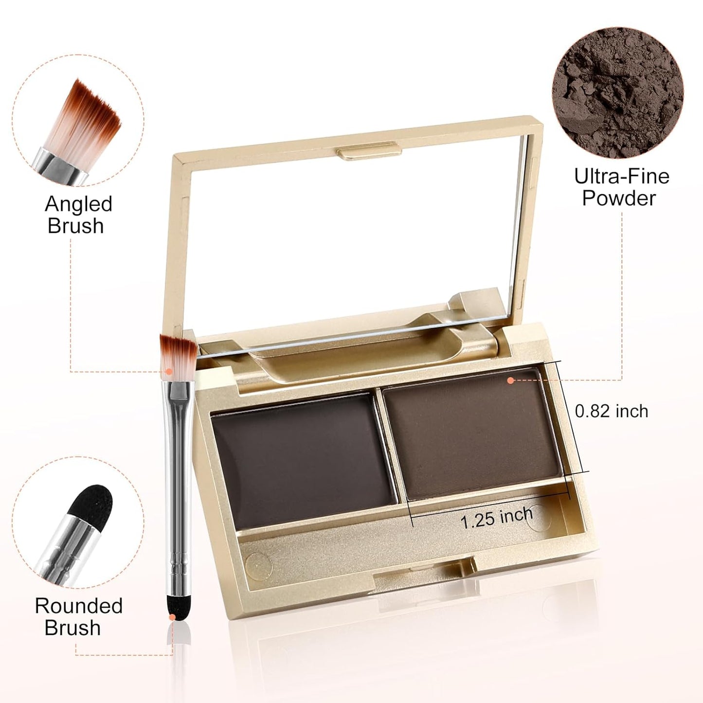 Boobeen Eyebrow Powder Kit, 2-color Waterproof Eyebrow Palette Makeup to Definer & Filler Brows, Eyebrow Color Powder Shape Natural Looking Brow - with Mirror Brush
