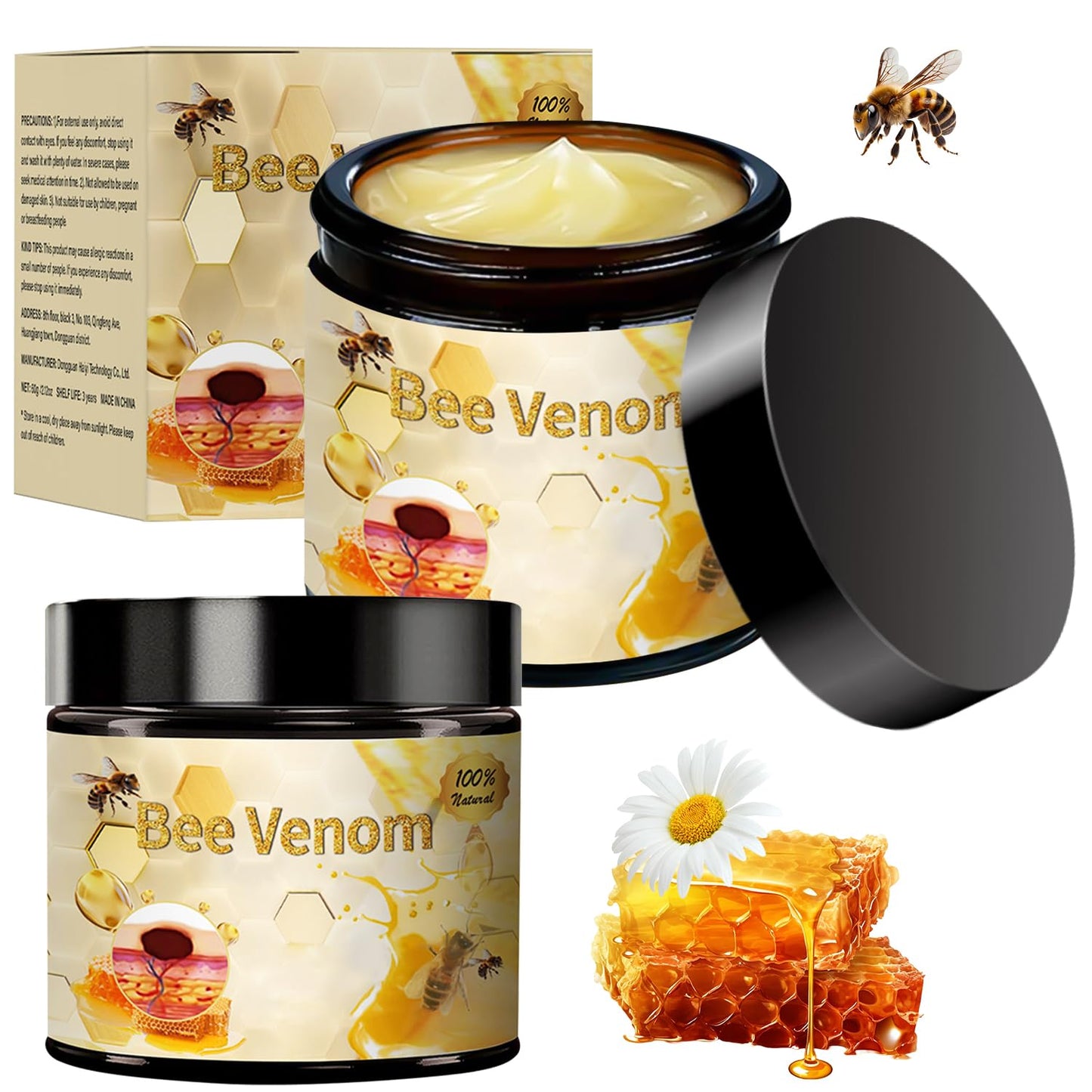 Bee Venom Treatment, New Professional Bee Venom Repair Cream,Bee Venom Moisturizing Gel, Natural Bee Venom Repair Cream, for All Types (2pcs)