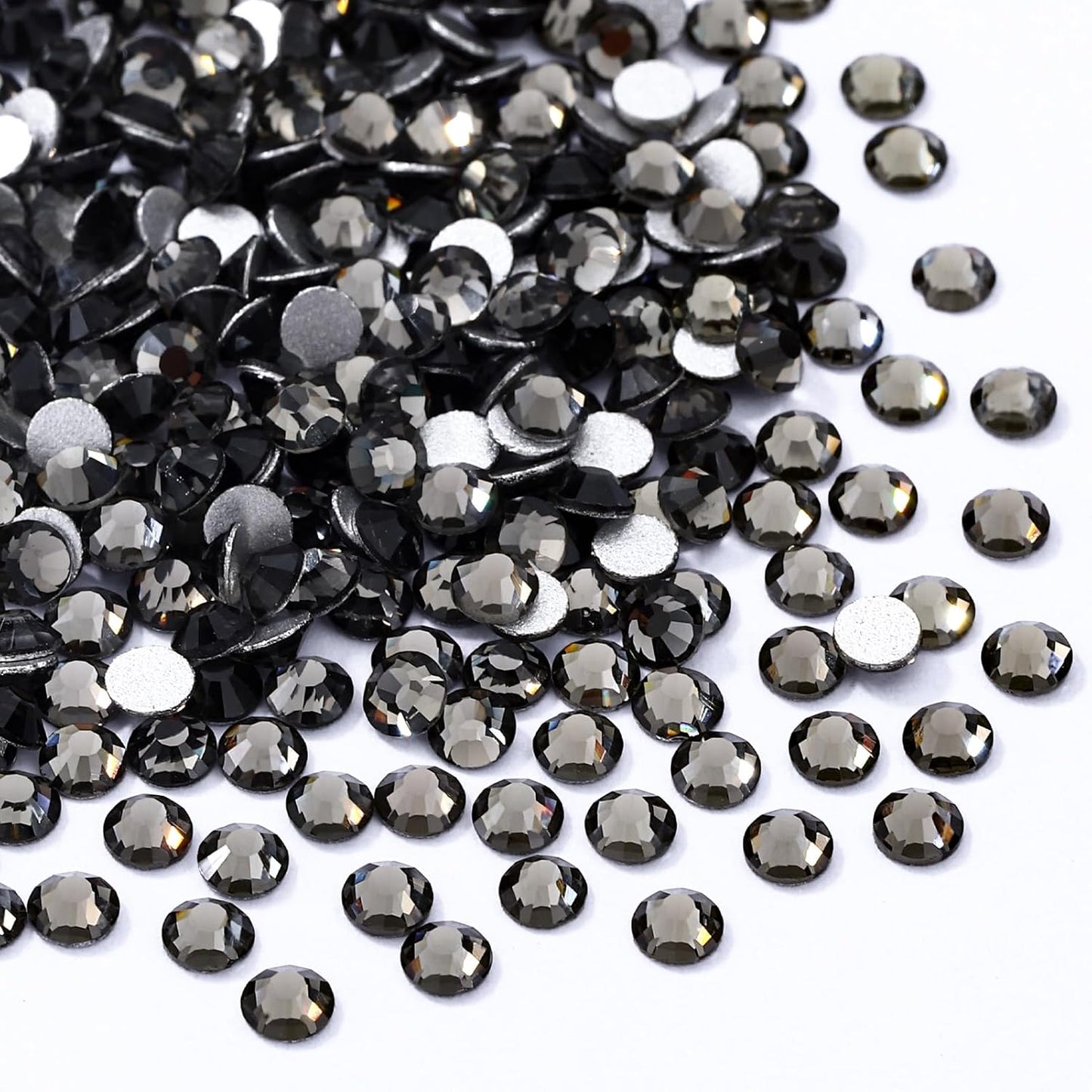 Gray Flatback Rhinestones, Glass Rhinestones for Nail Art and Craft, Glue Fix, Loose Crystal Gemstones(Gray, SS8, 1440pcs, 2.3-2.5mm)