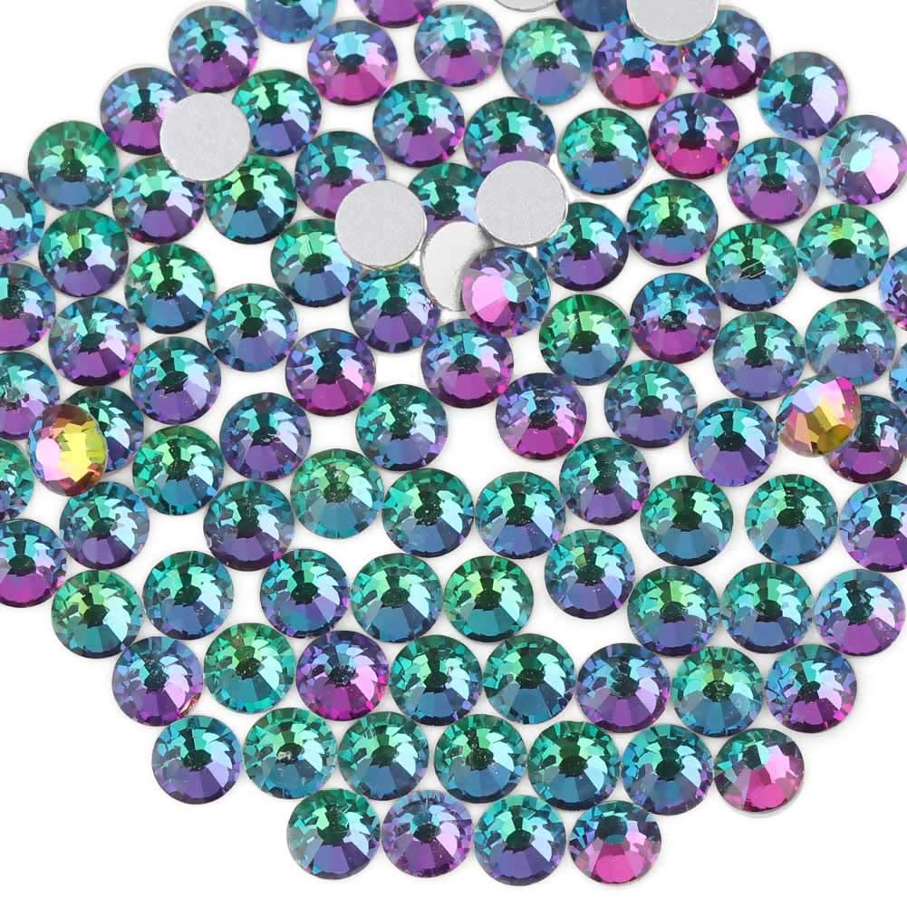 beadsland Flat Back Crystal Rhinestones Round Gems, Green Volcano (3.8-4.0mm) SS16/1440pcs