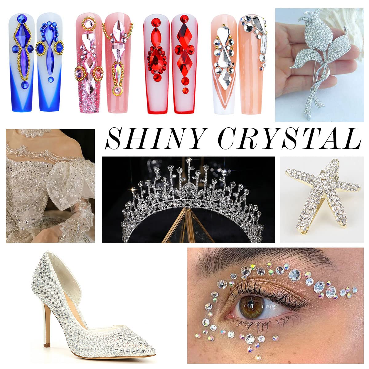 1440Pcs White Crystal Rhinestones,Glass Flatback Rhinestones Gemstones for Nail Face Makeup Art Crafts Clothes Decoration - (SS12,3.0mm,White)