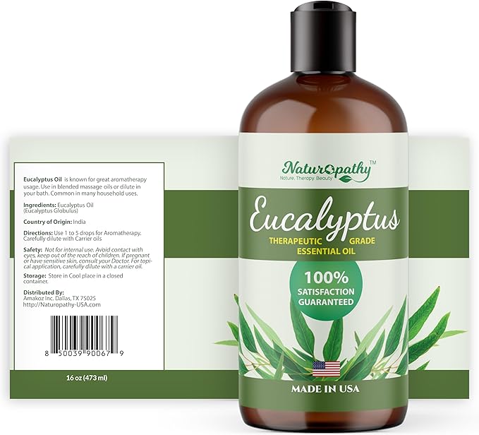 Naturopathy Eucalyptus Essential Oil, Therapeutic Grade, Premium Quality Perfect for Aromatherapy (16 fl oz)