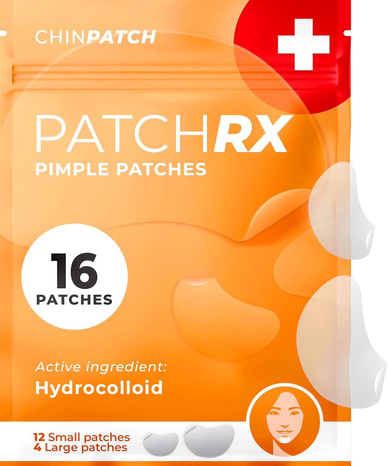 Chin Pimple Patches (12 Pack), Remove Chin Acne Overnight with Large Hydrocolloid Acne Patches For Blemishes on Chin, Cheek, Forehead