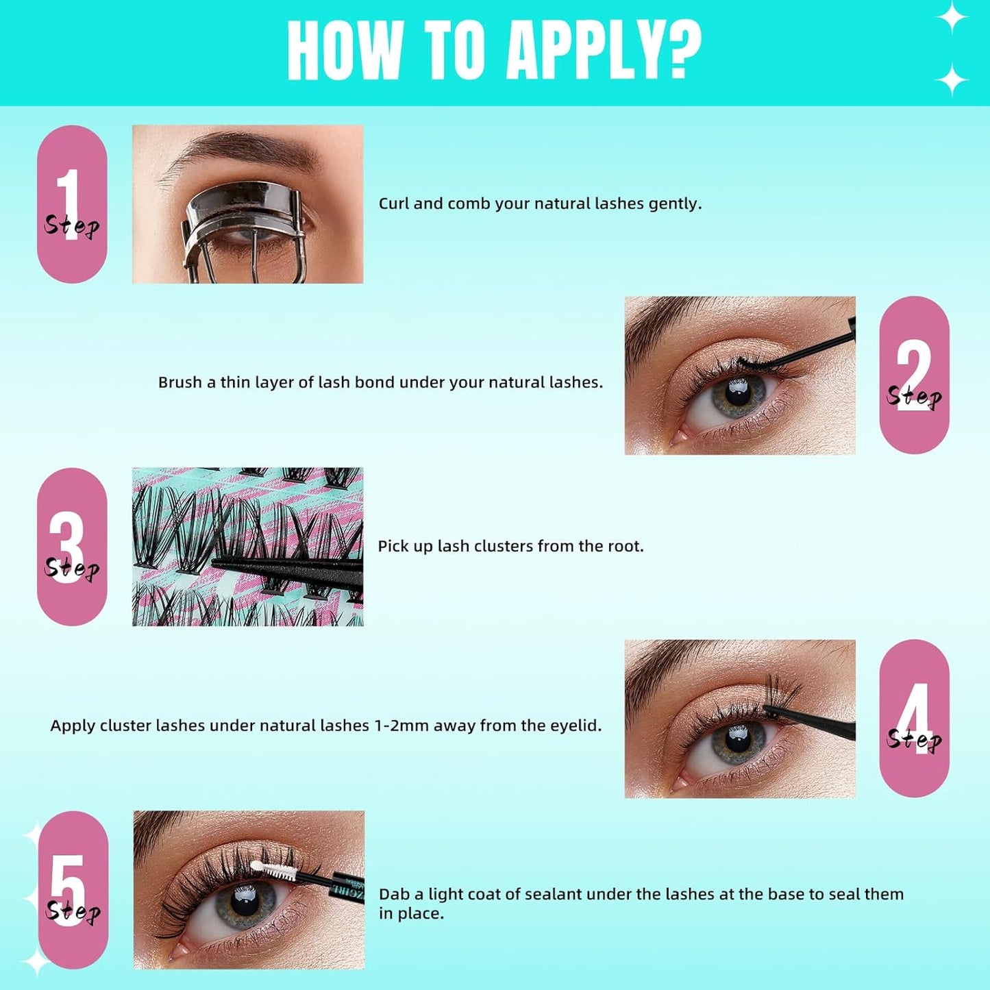 Lash Clusters Wispy 280PCS Eyelash Extension 80D Cluster Lashes Individual Lashes DIY Lash Extension Natural Look Cluster Eyelash Extensions Soft False Eyelashes at Home for Beginners(10mm)