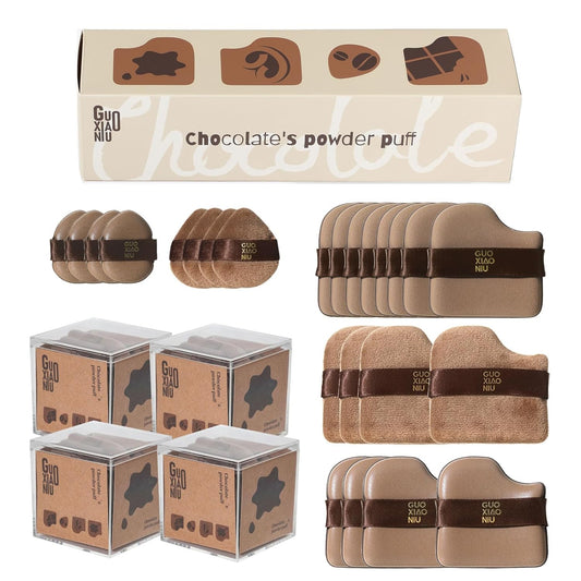 24Pcs Makeup Powder Puffs Set with 4 Cases, Velour/Leather/Air Cushion Makeup Puff, Reusable & Washable, Ideal For Foundation, powder cream, Setting, concealer, Wet Dry Makeup tools (4Box)