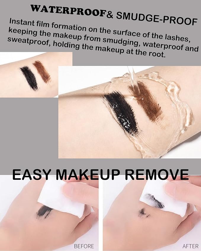 Black Brown Mascara for Older Women 60 Plus, Waterproof Prime Mascara for Mature Women Volume and Length with Thinning Lashes,No Clumps,Long Lasting Hypoallergenic Máscara For Sensitive Eyes Makeup