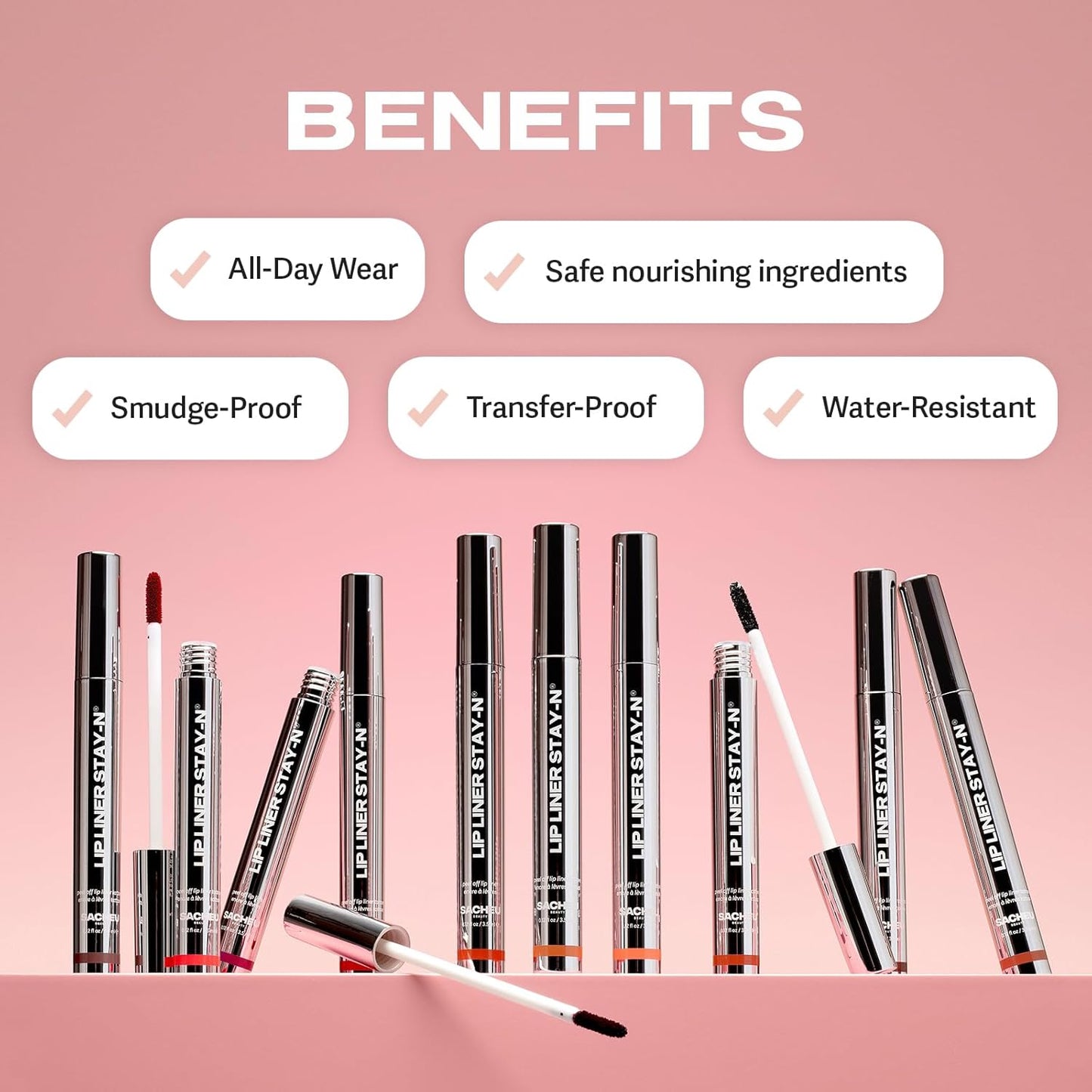 Sacheu Lip Liner STAY-N Peel Off Lip Stain — Long Lasting Matte Lip Tattoo Transfer Proof Lipstain Infused with Hyaluronic Acid & Vitamin E — Vegan & Cruelty-Free, getREDy (Red Rouge)
