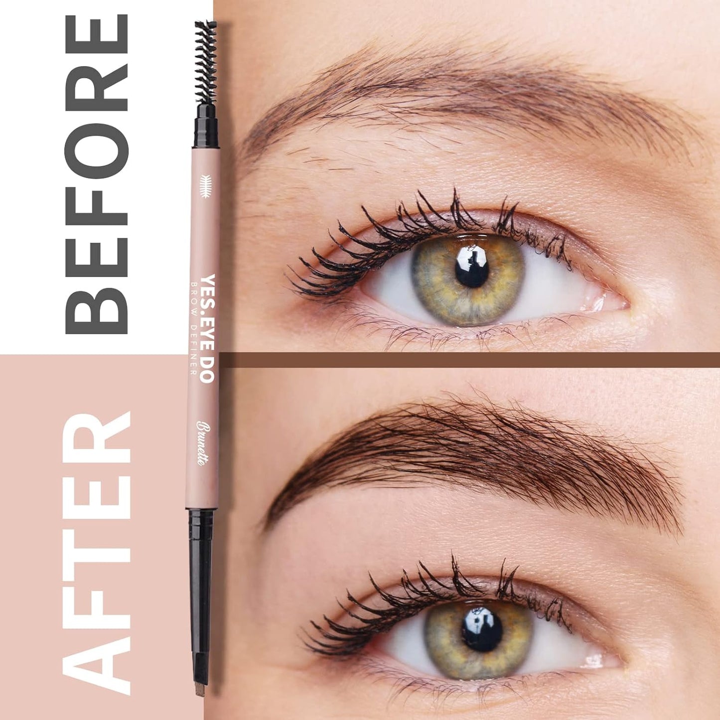 Eyebrow Pencil Brown, Ultra Slim Micro Eyebrow Filler Pen with Spoolie, Waterproof Precision Brow Pencil with Double Head for Brow Laminaion, Create Flawless & Natural Brows, Chestnut, YES.EYE DO