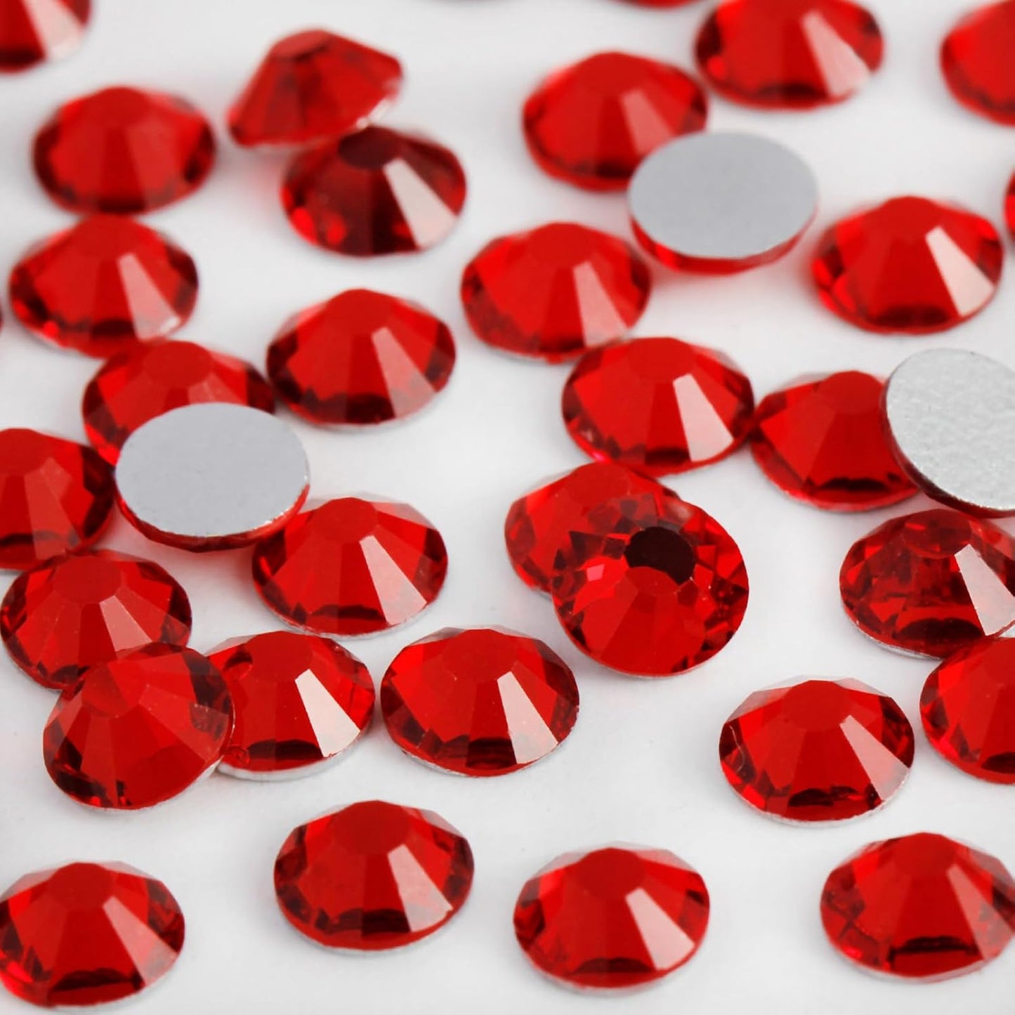 2000PCS SS12 Flatback Rhinestones | 12-Facet Diamond-Cut Glass Gems for Nail Art, Clothing, DIY Crafts |Glue-On Decoration Stones with Silver Backing(Light Siam)