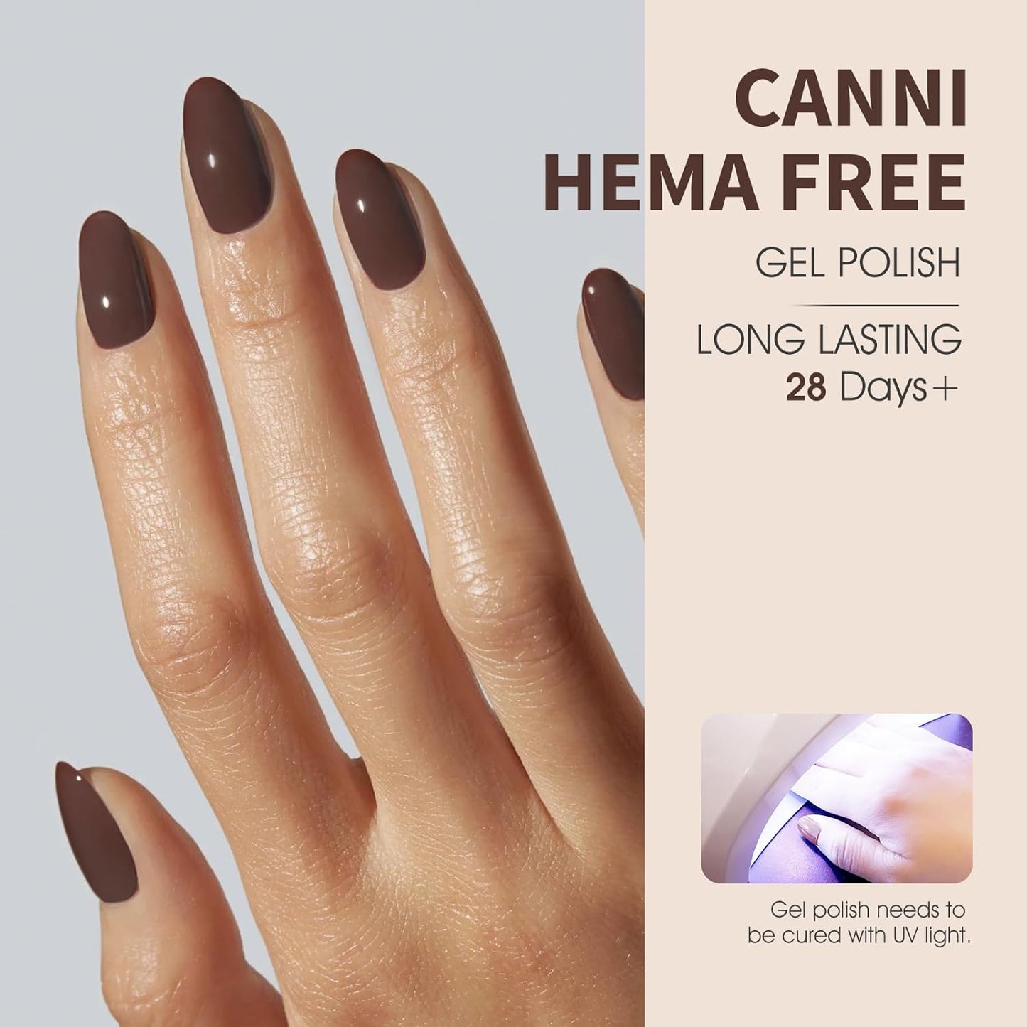CANNI 9ml Hema-Free White Black Fall Gel Nail Polish Set- 6Pcs White Black Nude Pink Brown Fall Colors Gel Polish Kit, Soak Off LED Nail Gel Manicure Kit DIY at Home Salon Gifts for Women Girls
