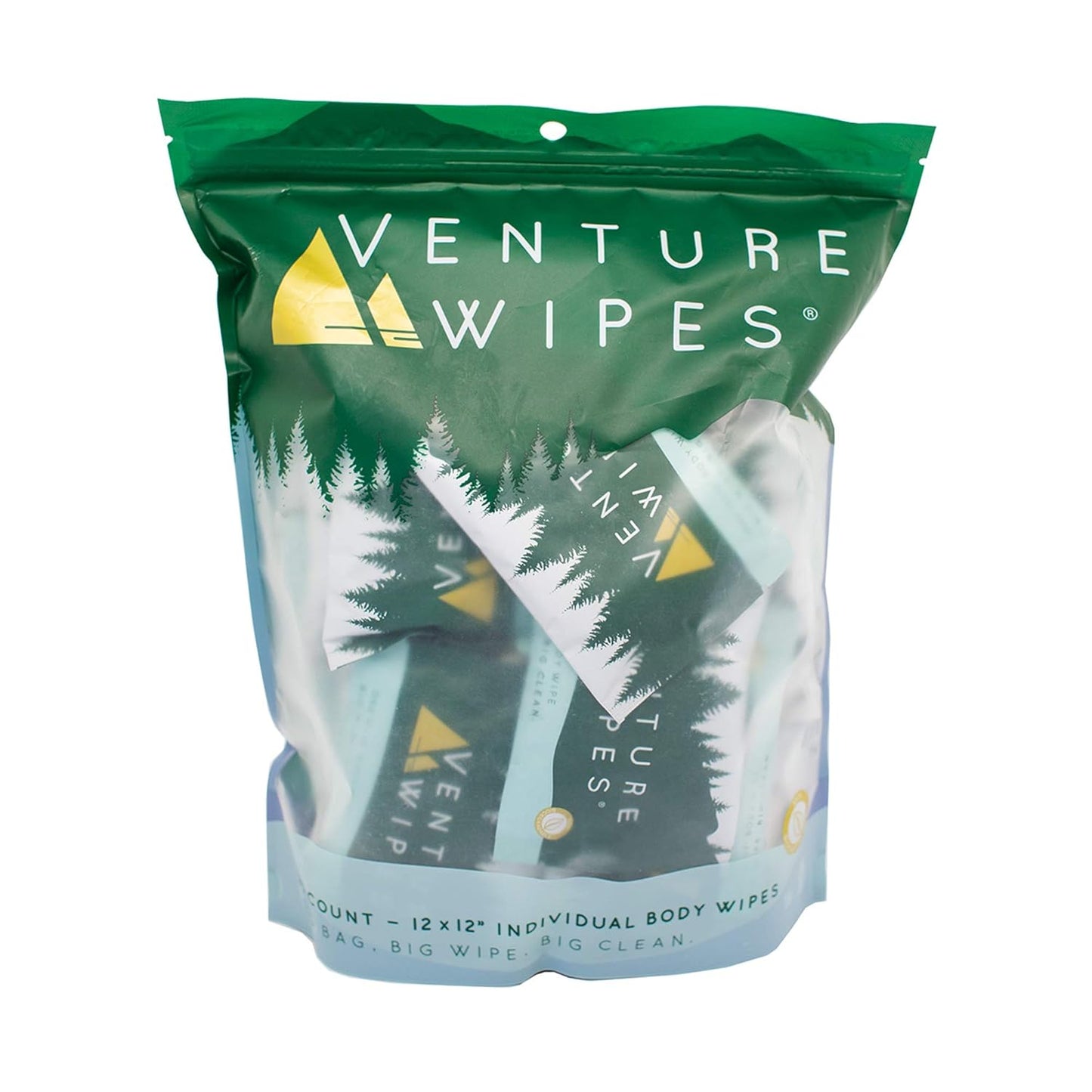 Venture Wipes Tea Tree Oil Body Wipes - Adventure Wipes for Adults - Biodegradable Cleansing With Aloe and Vitamin E - Camping Essentials - Individually Wrapped - 25 Count Bag