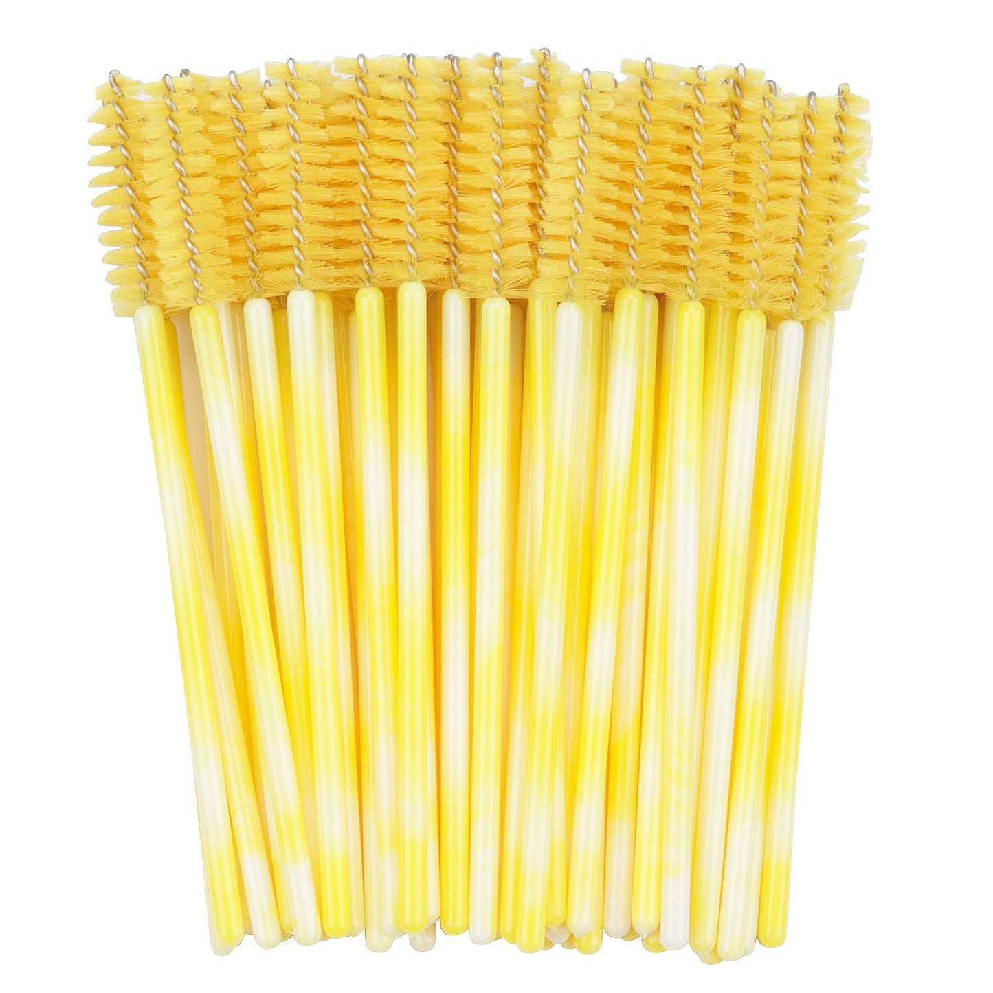 300 Disposable Mascara Wands Eyelash Brush Spoolies for Eye Lash Extension Eyelash Extension Supplies Makeup Tools Accessories (Yellow)