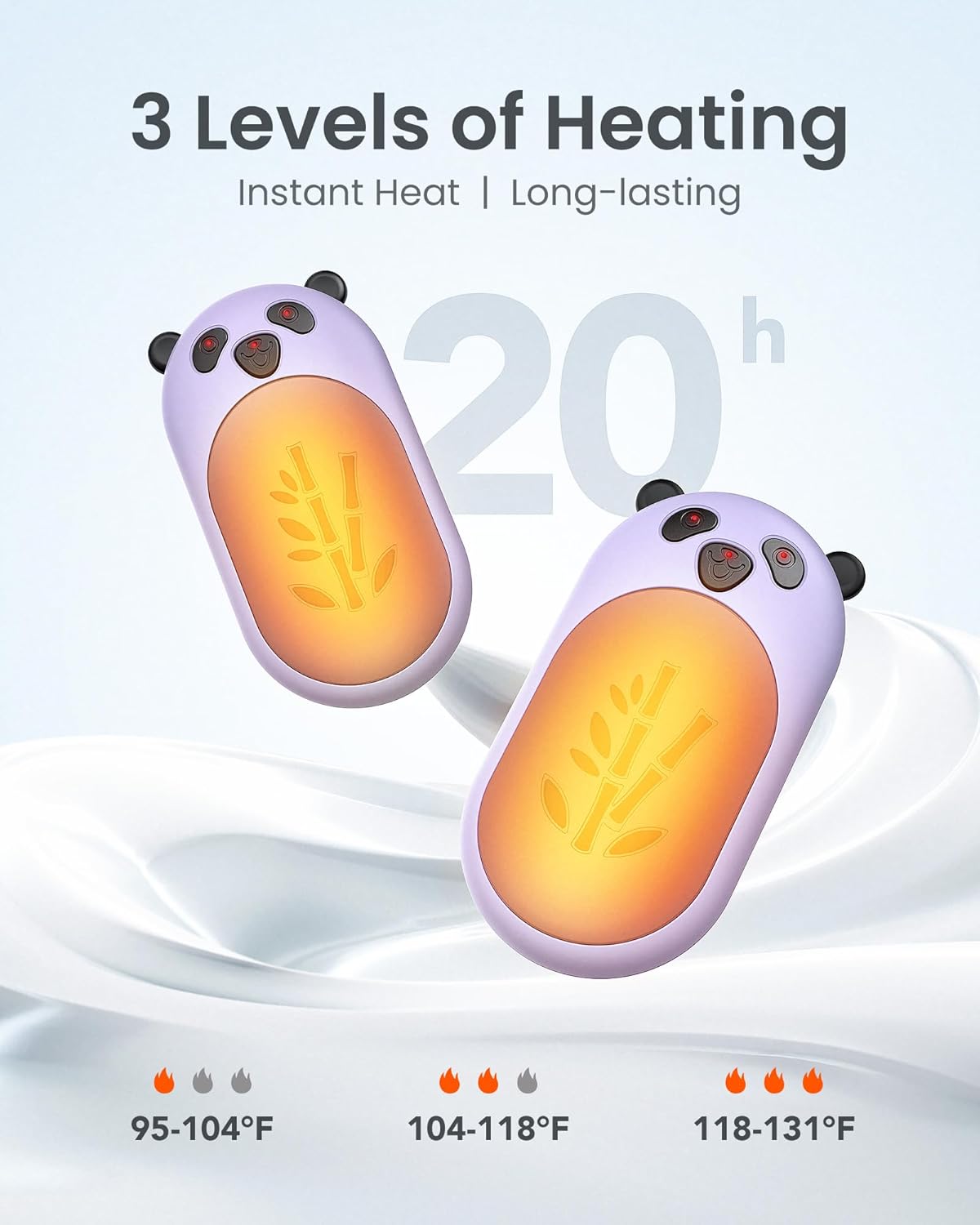 Hand Warmers Rechargeable 2 Pack, 6000mAh Electric Hand Warmer Reusable, 20Hrs Long Heating, Portable Pocket Heater Handwarmer for Women Men, Outdoor Camping, Hunting Gear