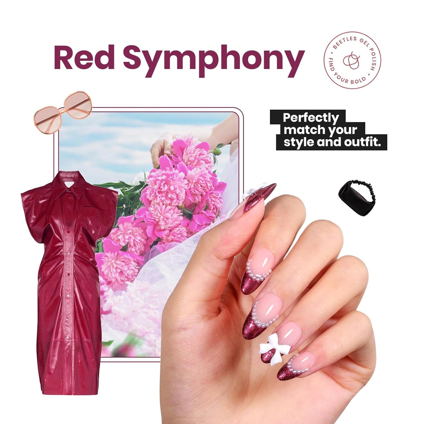 Beetles 1Pcs 15ml Red Nail Polish,Nail Polish Fast Drying & Long Lasting Nail Lacquer Red Cheerful Crimson Glitter Art Effect for Nail DIY Salon at Home Gifts for Women