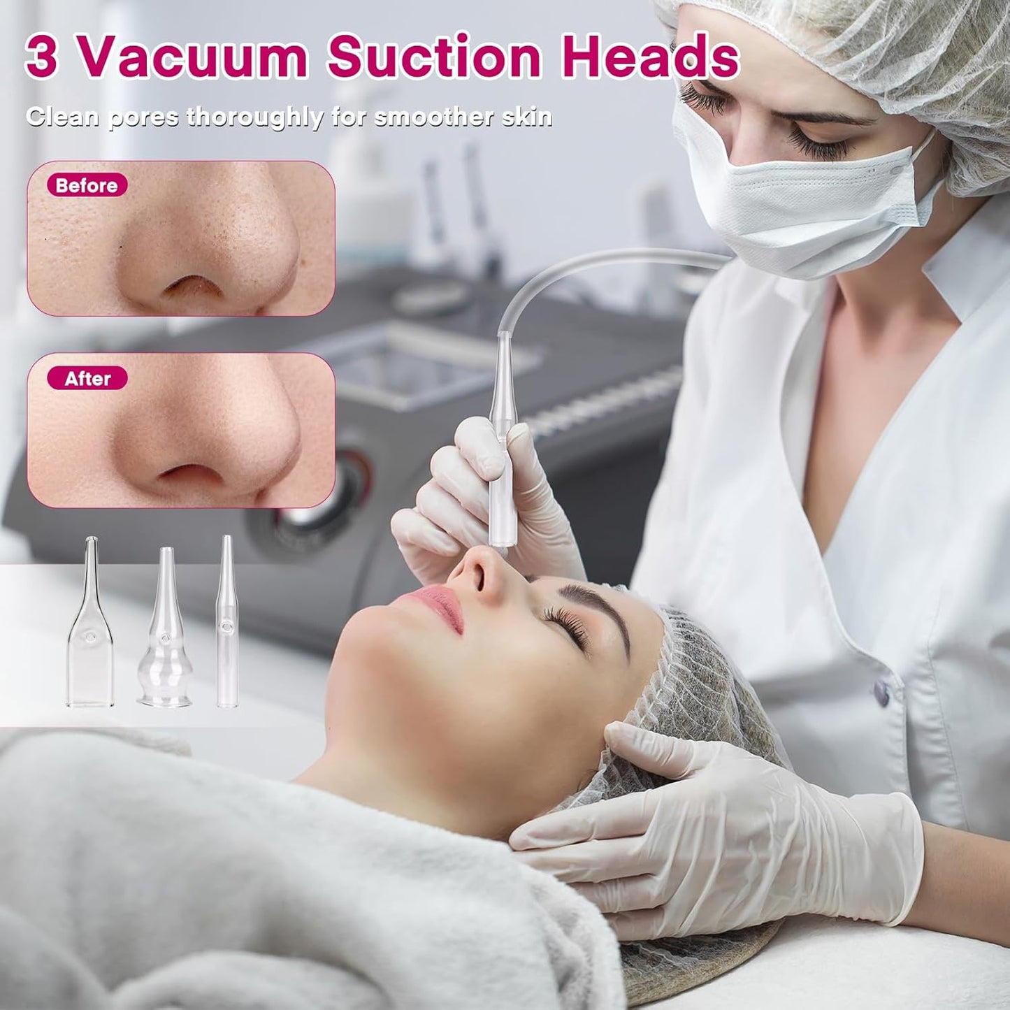 Diamond Micro-Dermabrasion Machine, Yofuly 3 in 1 Professional Dermabrasion Facial Machine with Two Spray Bottle and Vacuum Tube, Exfoliation Skin Care Face Beauty Device for Salon Spa Home Use, Pink