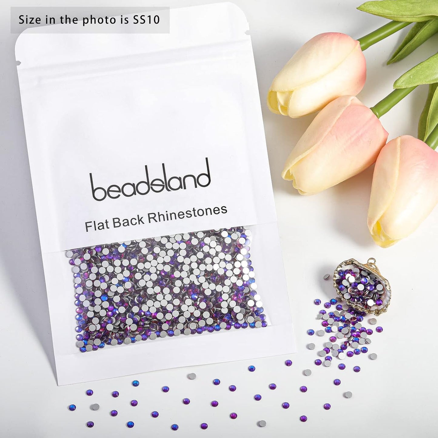 Beadsland 1440pcs Flat Back Crystal Rhinestones Round Gems for Nail Art and Craft Glue Fix, Purple Velvet,SS10,2.7-2.9mm