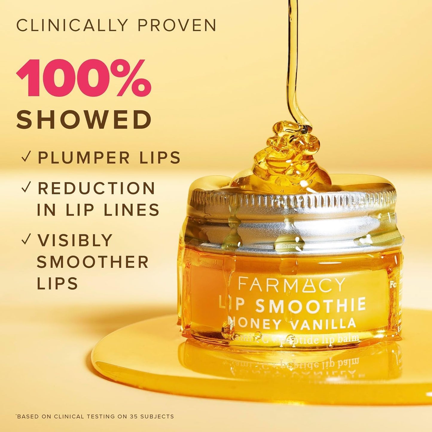 Farmacy Peptide Lip Balm - Lip Smoothie Hydrating Lip Balm with Vitamin C to Visibly Plump + Smooth Lip Lines - Nourishing Lip Treatment with a High-Gloss Finish - Honey Vanilla (10g)