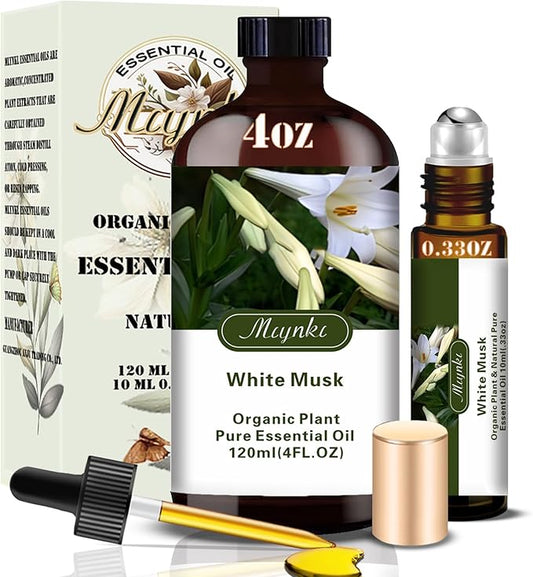 White Musk Fragrance Oil-White Musk Essential Oil 4.33oz (130ml)-100% Pure Natural Scent for Diffusers, Candles, Soap Making & Aromatherapy-Relaxing Home & Gift Essential Oil for Bath, Massage
