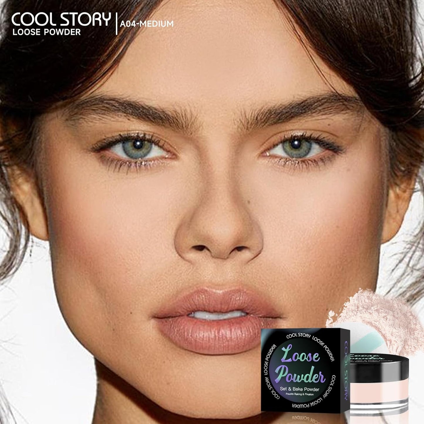 Loose Setting Powder, Bake Makeup Powder Full Coverage Matte Finish (Medium, 6g/O.21oz)