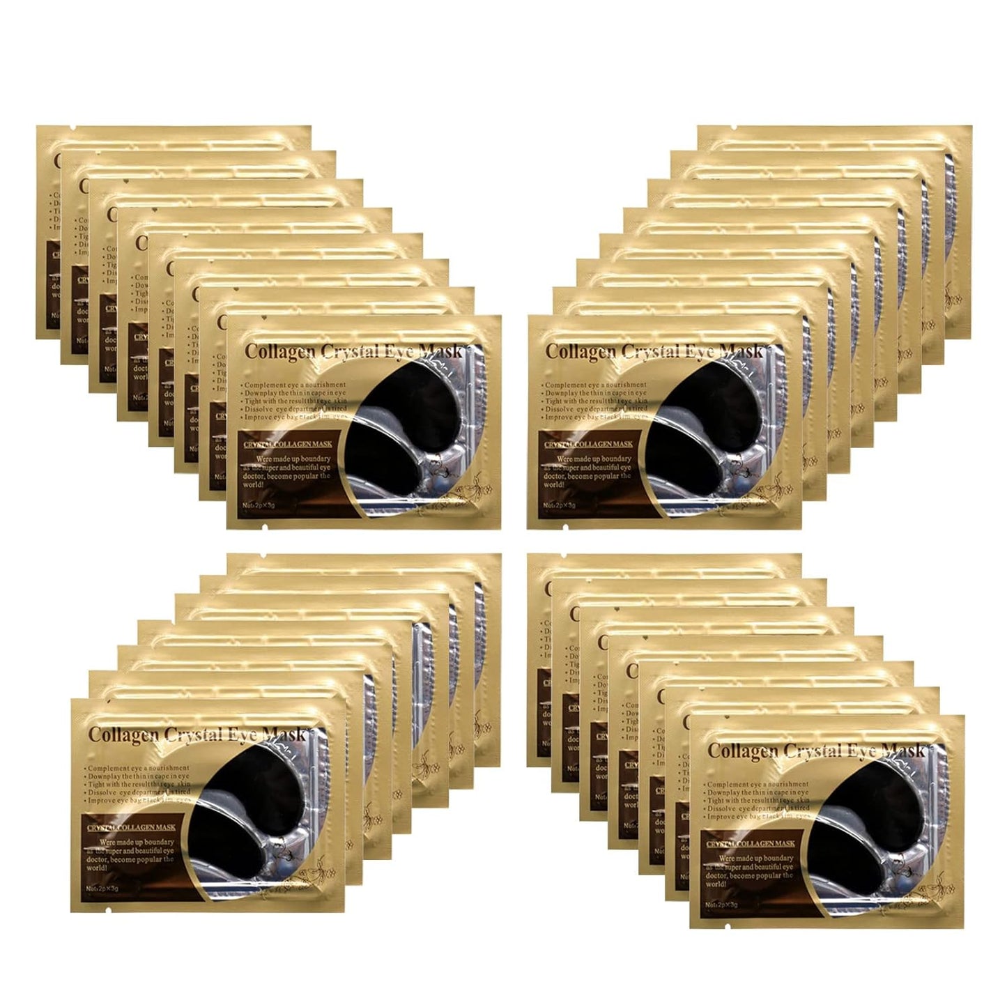 Black Collagen Eye Mask, 30 Pairs Crystal Gold Under Eye Patches For Puffy Eyes and Dark Circles – Look Less Tired and Reduce Wrinkles and Fine Lines (Black)