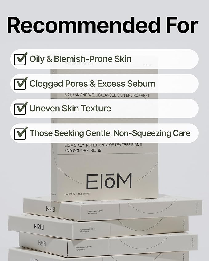 Trouble Patch Mask – Full-Face Acne & Sebum Control Korean Sheet Mask with Tea Tree Biome, Hydrocolloid-Inspired Care for Oily Skin, Visible Sebum Lift, Holiday Skincare Gift | 20ml x 4