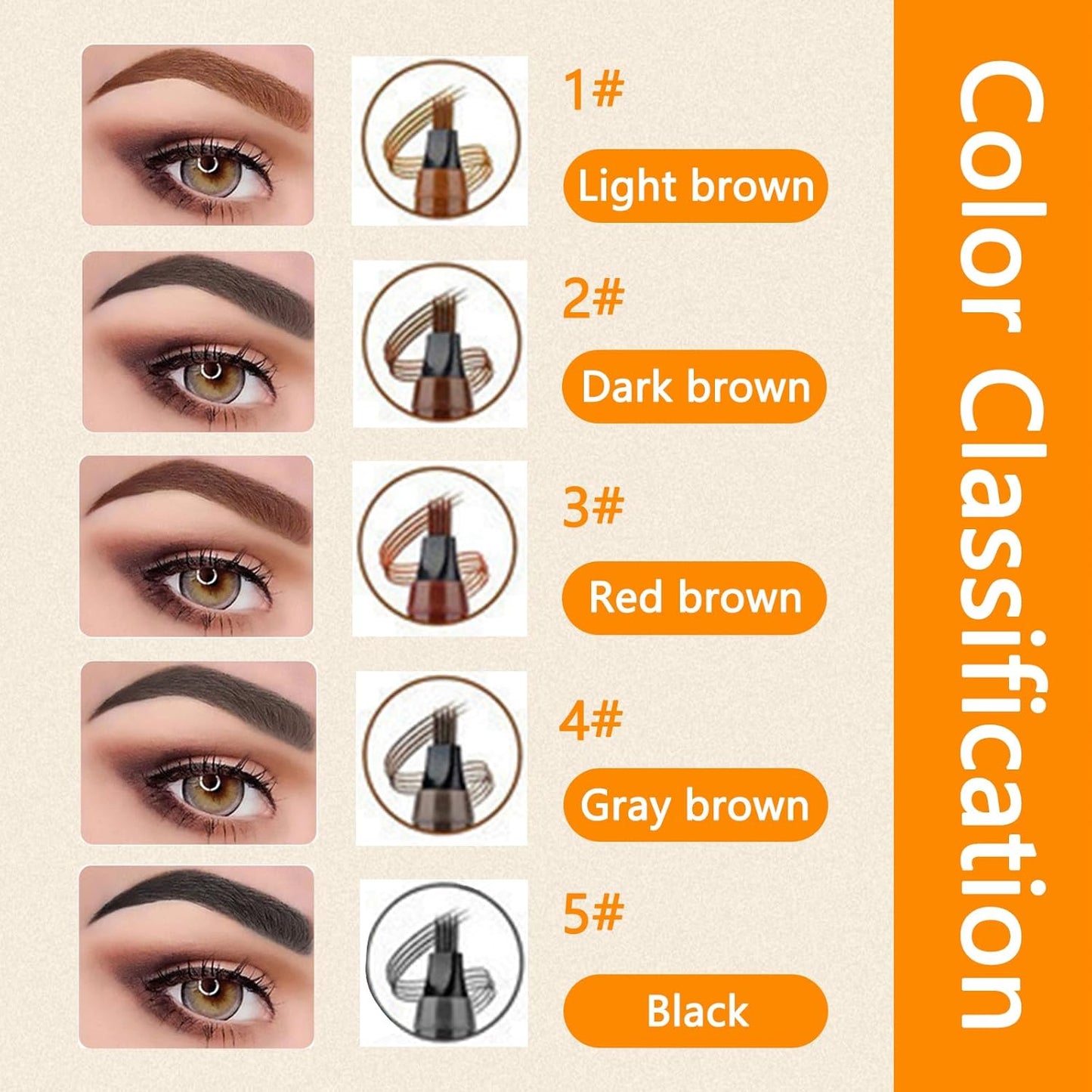 2025 Upgraded Magic Eyebrow Pencil for Women, Long-Lasting Ultra-Fine Tip Waterproof Eye Brow Pencils with 4 Fork, Smudge-Proof Natural Brow Makeup for Women - Dark Brown