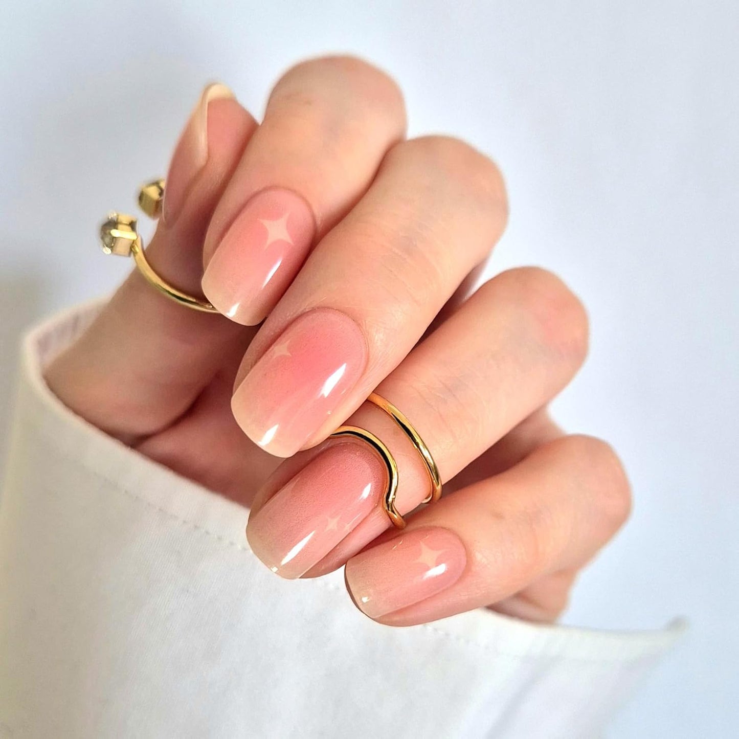 60% Semi-Cured Gel Nail Strips Kit (shy girl) – Long Lasting, Easy to Apply Premium Nail Set, 24 pcs, Includes 2 Prep Pads, Nail File, Cuticle Stick