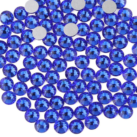 Beadsland 288pcs Flat Back Crystal Rhinestones Round Gems for Nail Art and Craft Glue Fix,Sapphire,SS34,7.1-7.3mm