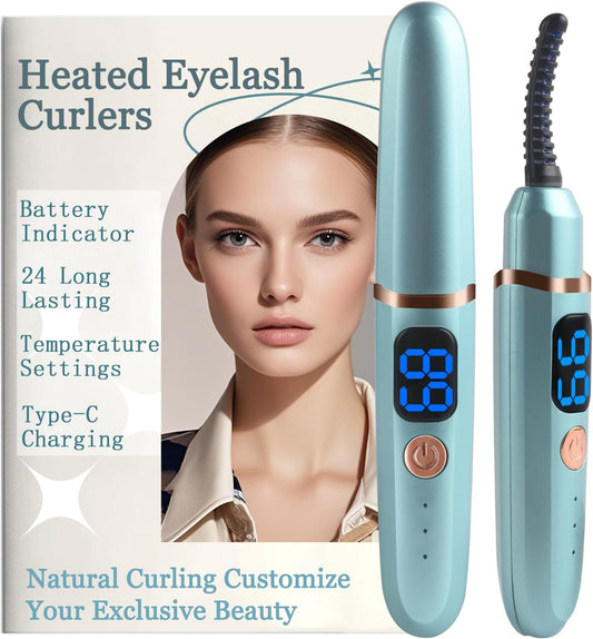 Heated Eyelash Curlers with Battery Indicator, Electric Eyelash Curler 3 Temperature Modes LED Display USB Rechargeable Makeup Tools, Heated Lash Curler Ideal Christmas Gift for Women LS423