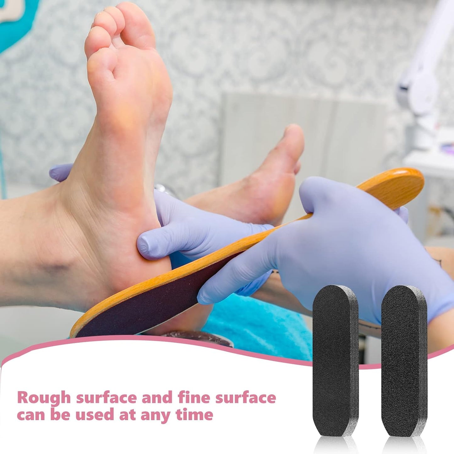 Flutesan 80 Pcs Stainless Steel Foot File Refills 180 Grit and 120 Grit Replacement Pads Coarse Fine Pedicure File Refills Double Side Reusable Foot Rasp Pad with Removable Glue