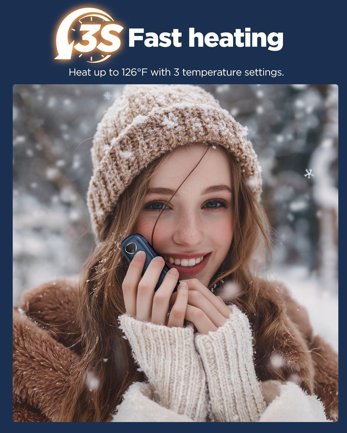 EasyAcc® Pocket Size Hand Warmers Rechargeable, Golf Hunting Hand Warmers, Real 16 Hrs Warmth, Heat Up to 131℉, UL Certified, Gloves Fitting, Golf Raynauds Skiing Essentials, Gifts Women Men