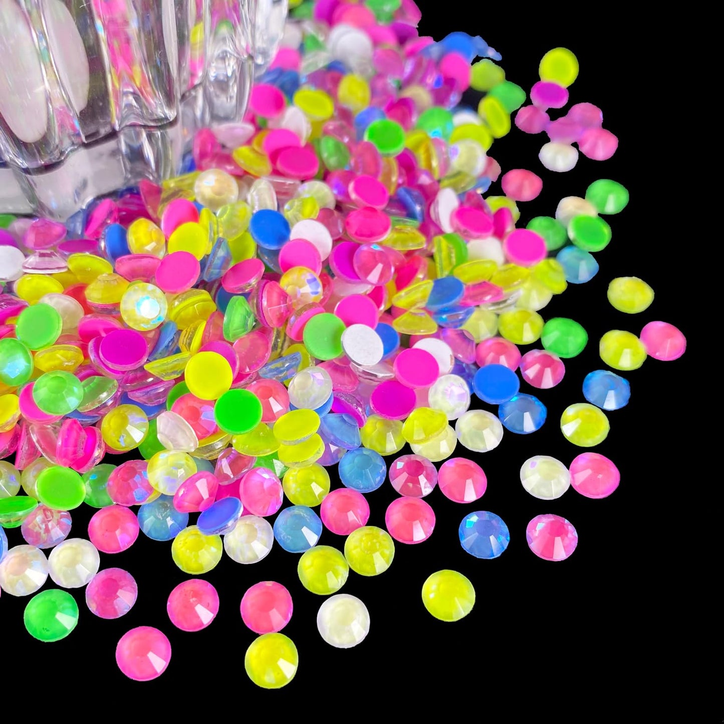 Flatback Glass Rhinestones,Bedazzler Gems 1440pcs Non Hotfix Crystal Rhinestones for Nail Charms Crafts Clothes Tumblers,Mixed AB Neon,SS16
